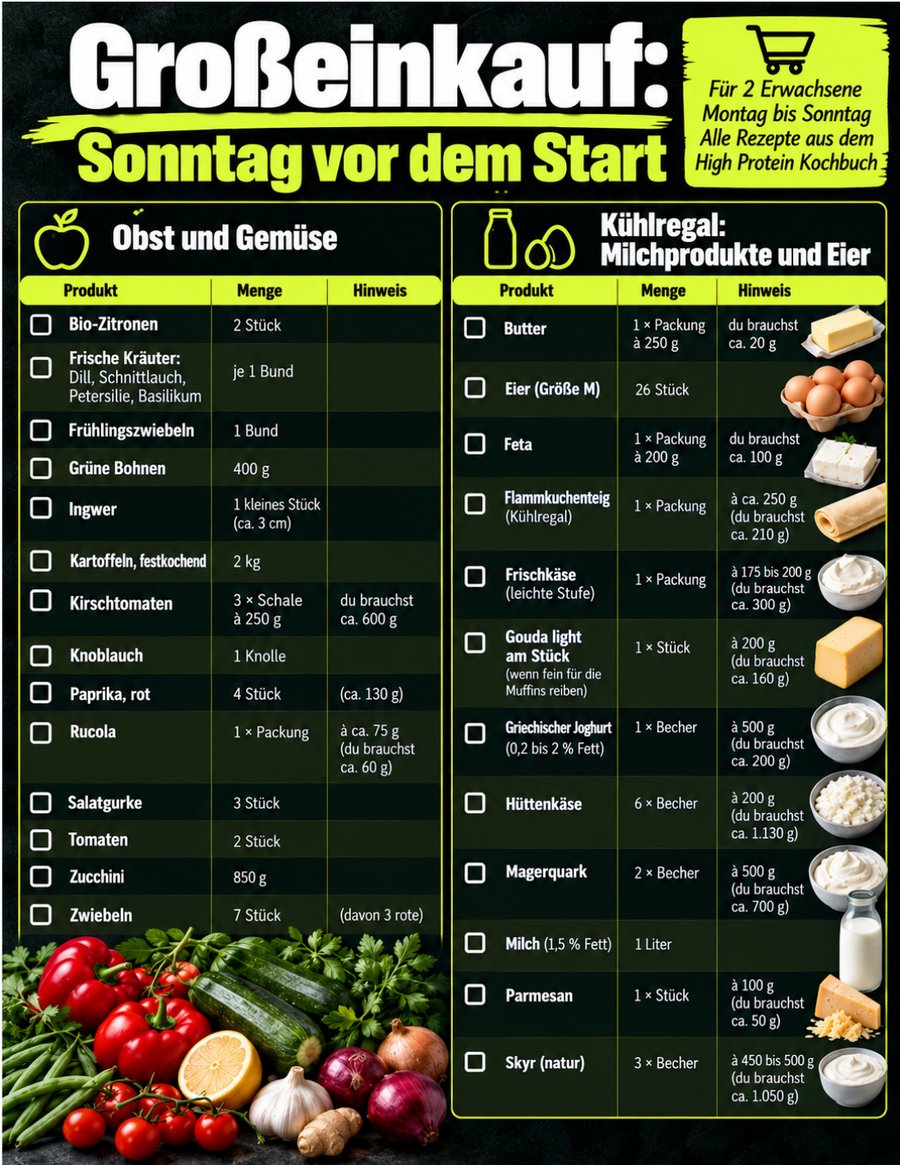 Innenseite: Deine Einkaufsliste f&uuml;r den 7-Tage-Plan