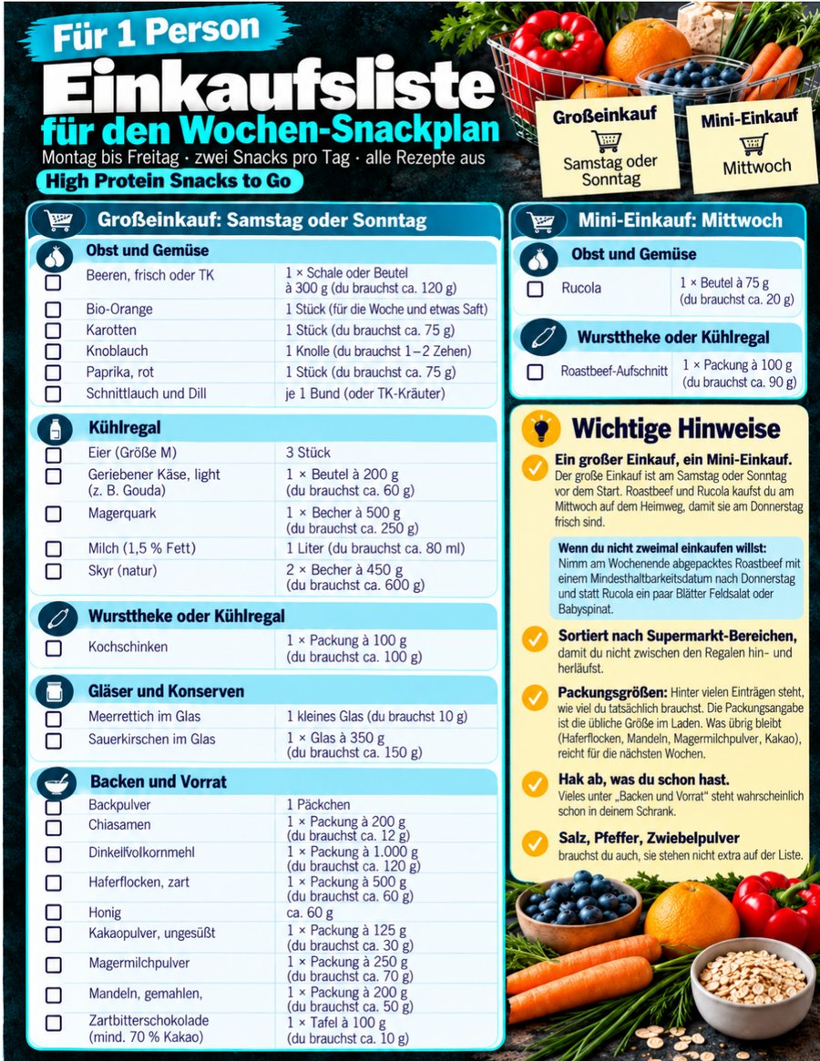 Innenseite: Deine Einkaufsliste f&uuml;r den Wochen-Snackplan
